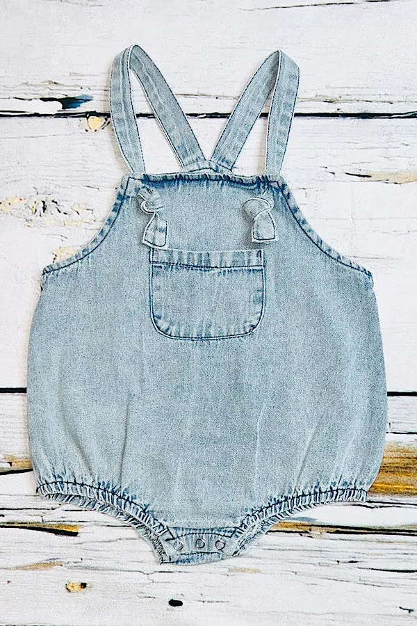 Light wash denim baby strap overalls 230211M