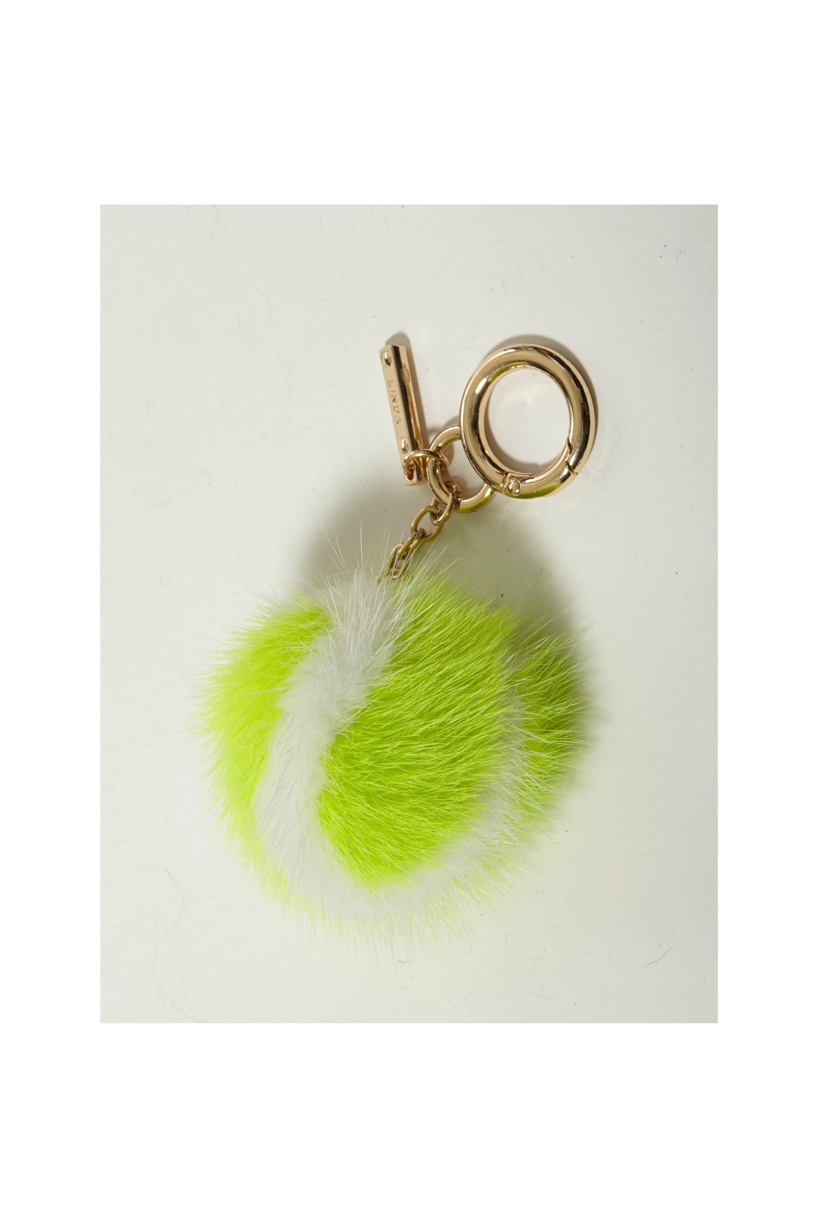 Linda Richards Genuine Mink Tennis Ball Keychain KY-003 | Kiwi Green