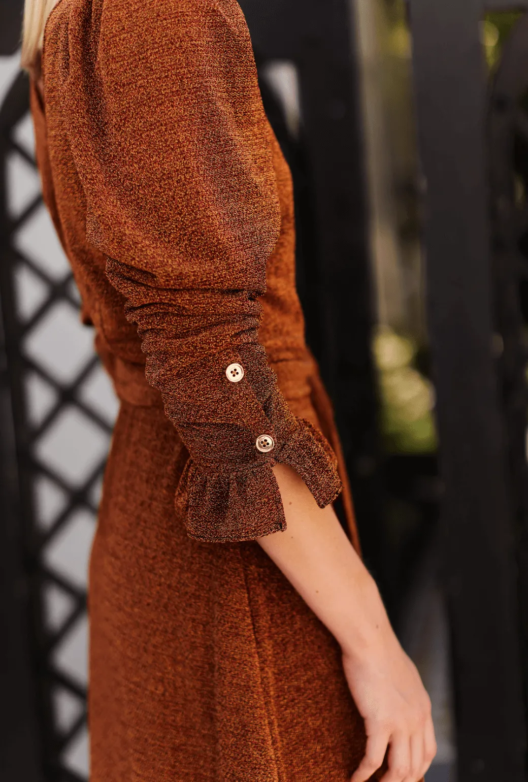 Long Sleeve Day Gown - MIDI - Rust Shimmer