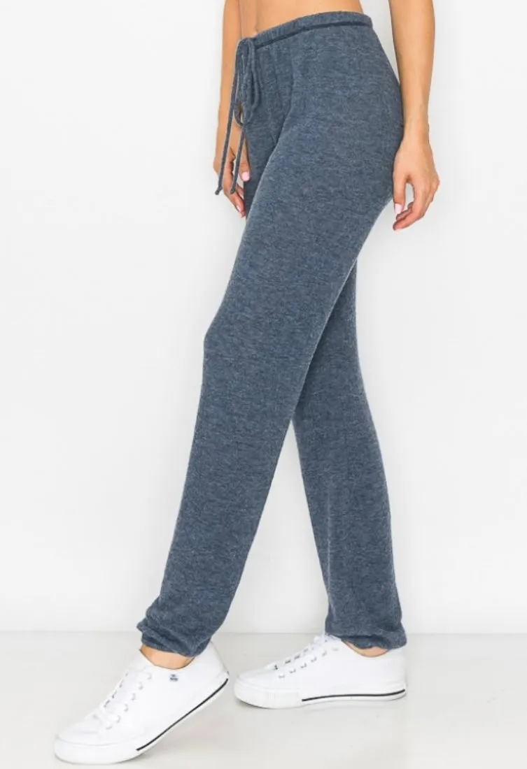 Lounge comfy and cozy black knit pants with elastic drawstring pants with elastic at ankles