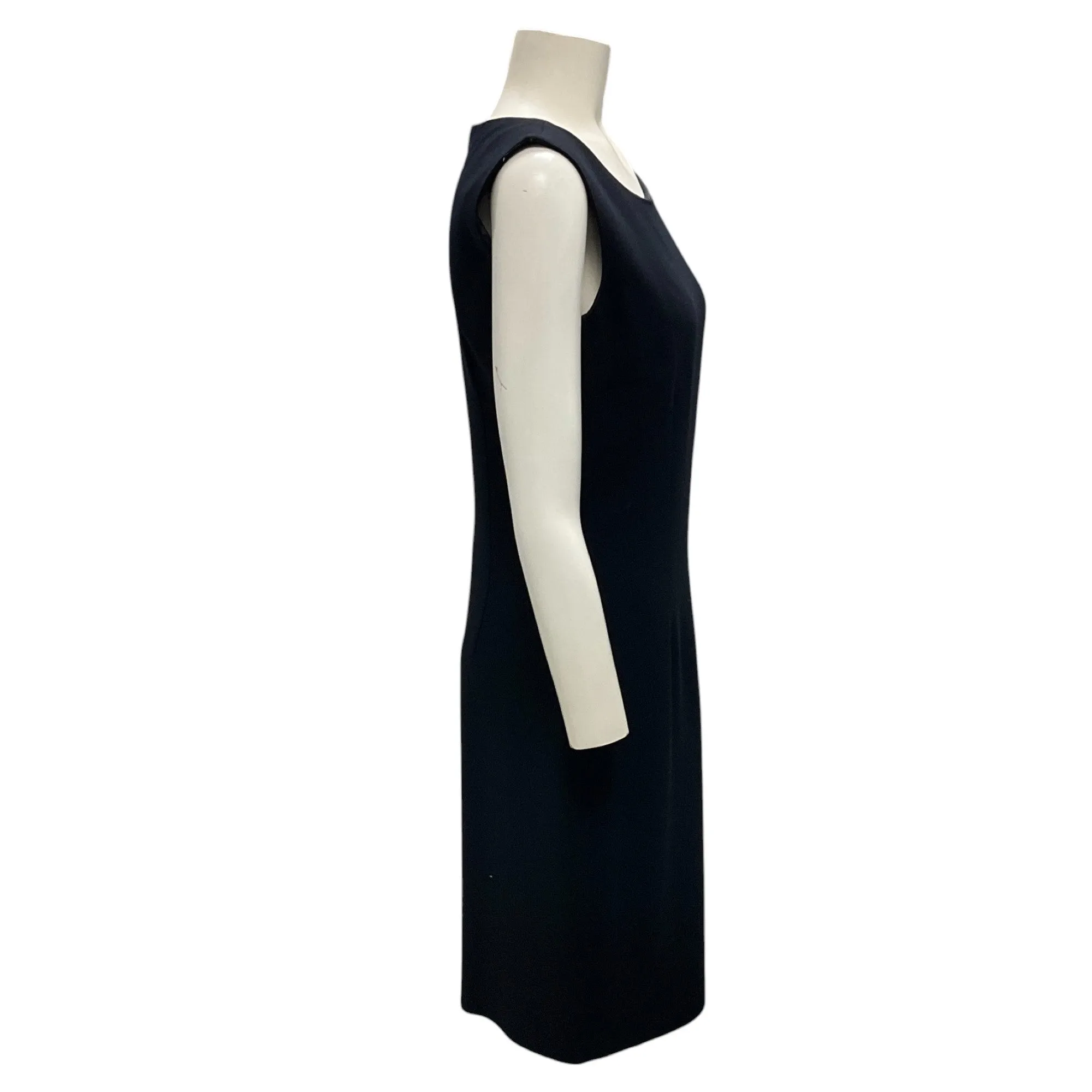 Max Mara Navy Blue Sleeveless Wool Shift Dress