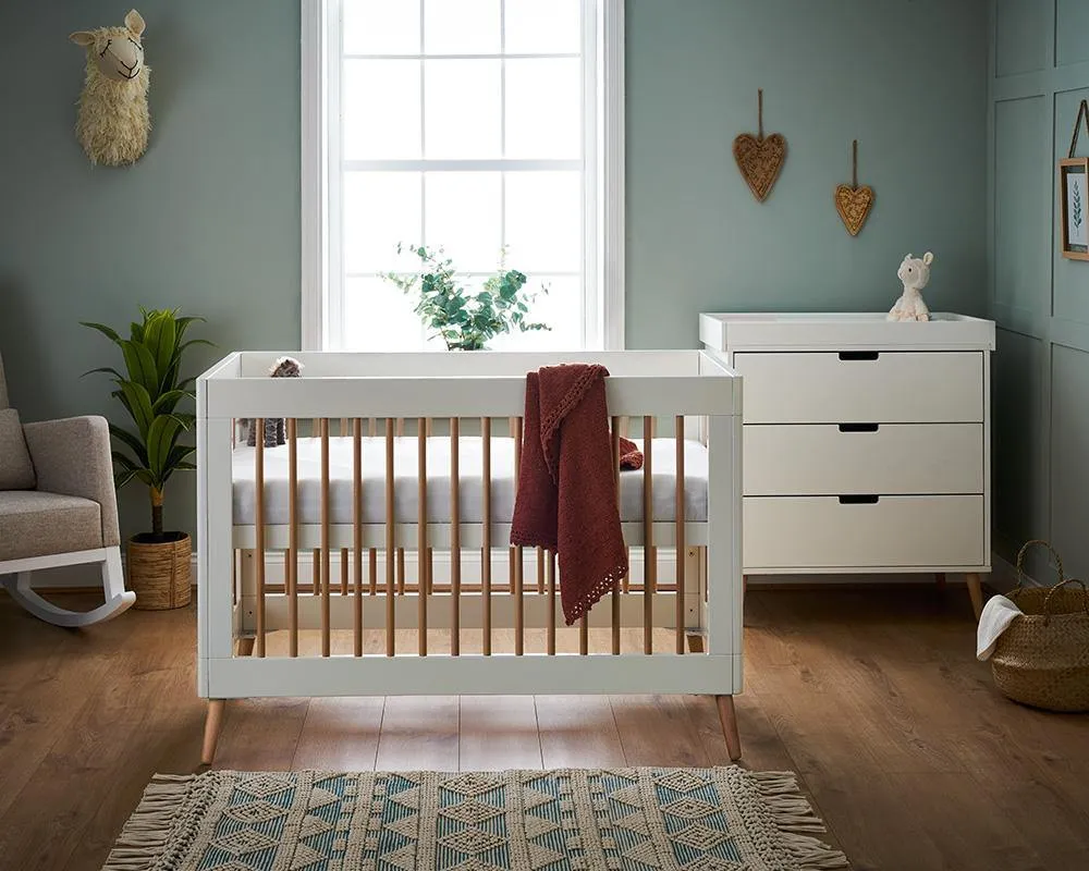 Maya Mini 2 Piece Nursery Furniture Set - White & Natural