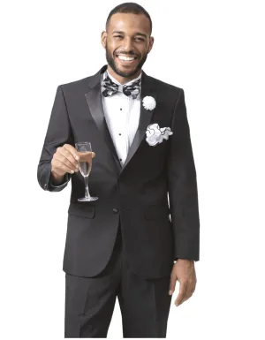 Mens Classic 2 Button Notch Lapel Tuxedo in Black