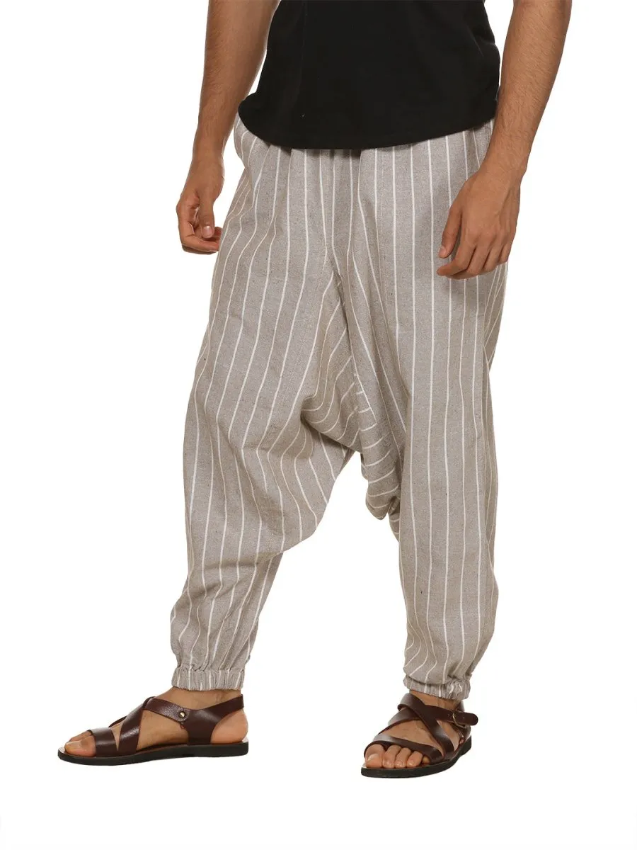 Men's Harem Pants Pack of 2| Cream & Grey Stripes | Fits Waist Size 28 to 36 inches