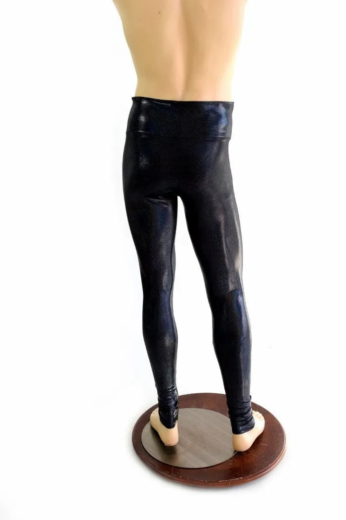 Mens Leggings in Black Holographic