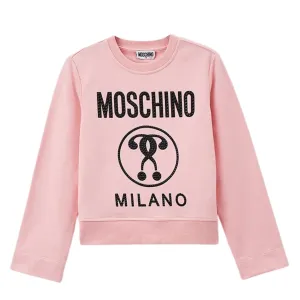 Moschino Kids Pink Diamantes Logo Sweatshirt