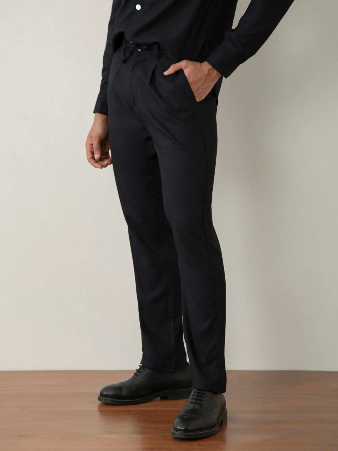 Navy Cotton Travel Pant