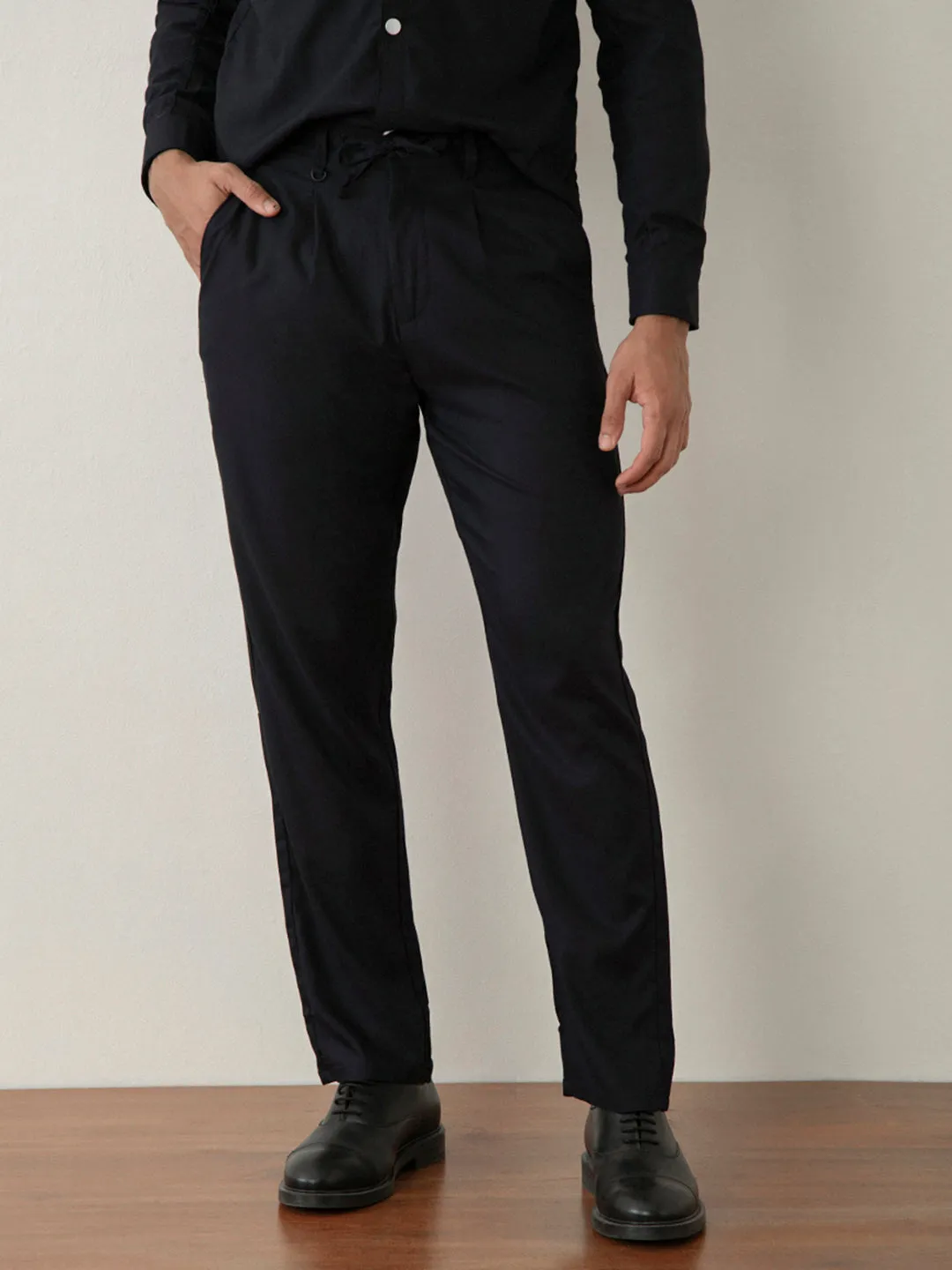 Navy Cotton Travel Pant