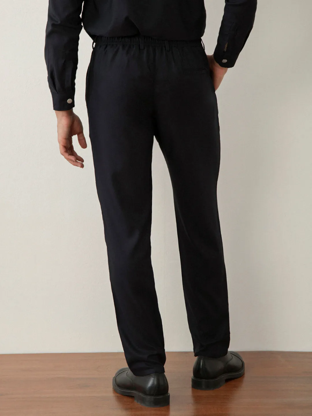 Navy Cotton Travel Pant