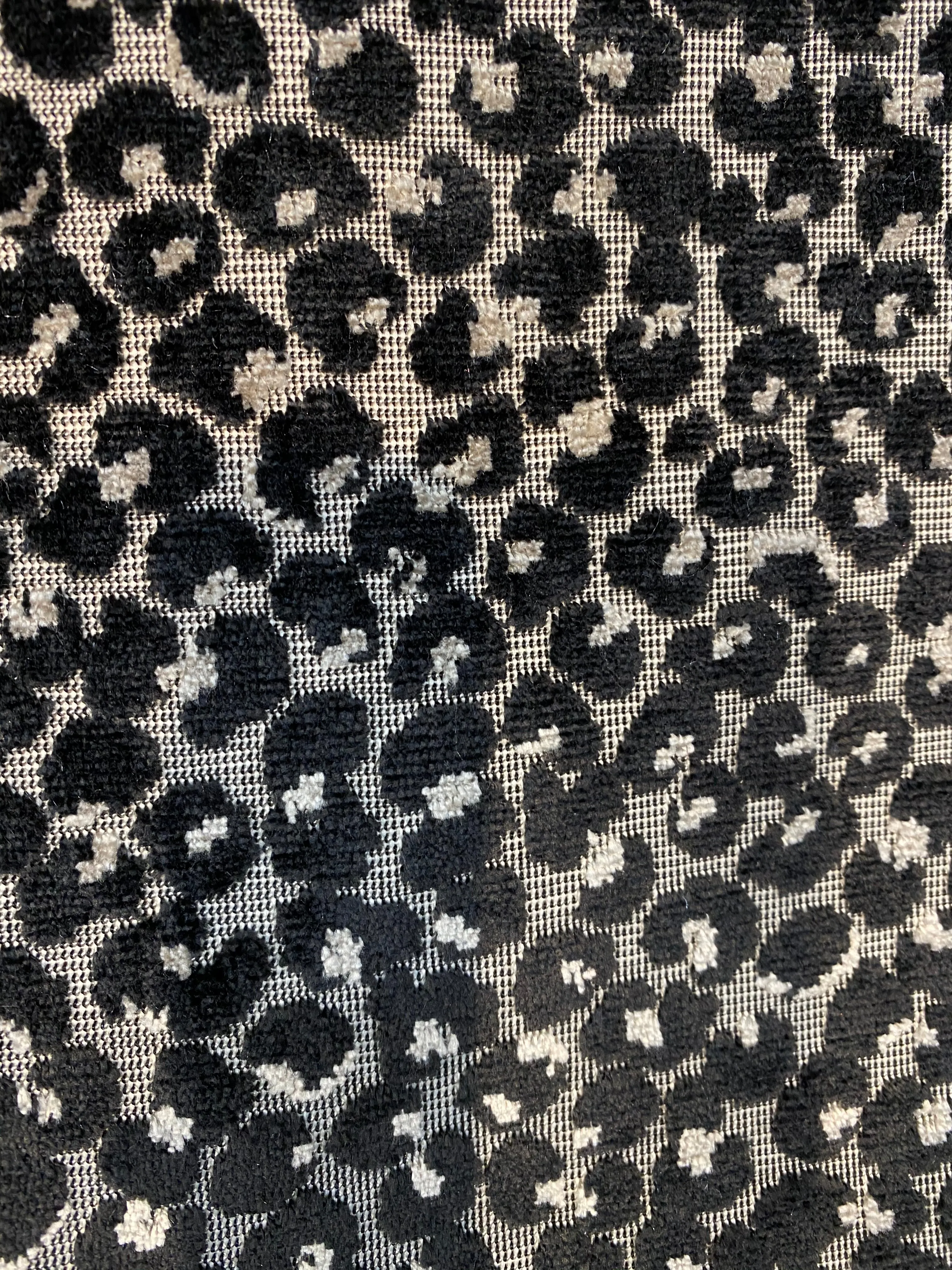 NEW Baron Clyde Novelty Italian Leopard Upholstery Chenille Velvet Gray Black and White