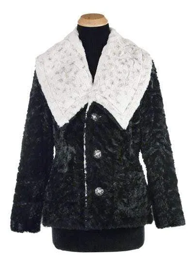 Norma Jean Coat, Reversible - Luxury Faux Fur in Winters Frost with Cuddly Fur in Black - Sold Out!