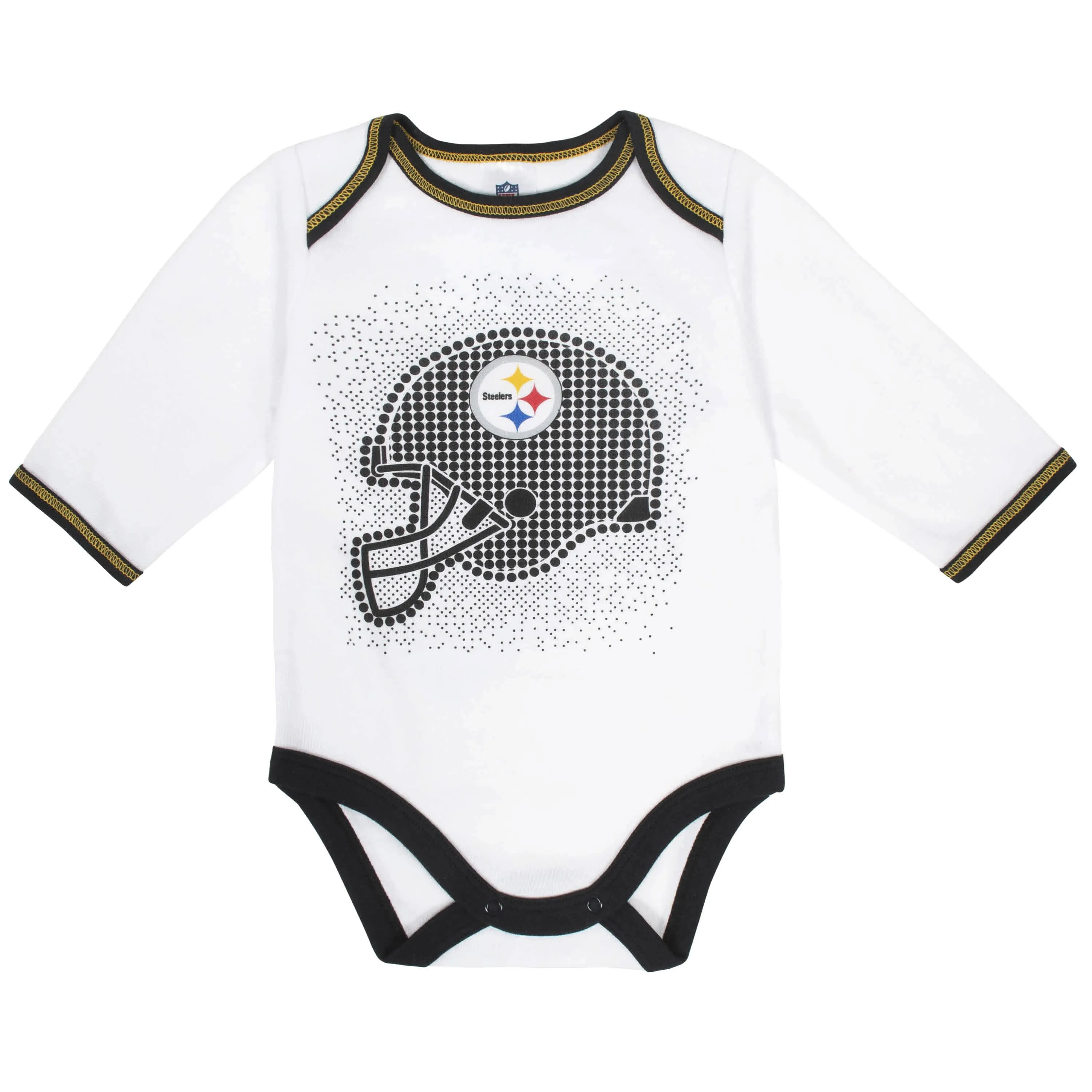 Pittsburgh Steelers 3-Piece Baby Boys Bodysuit, Footed Pant, and Cap Set