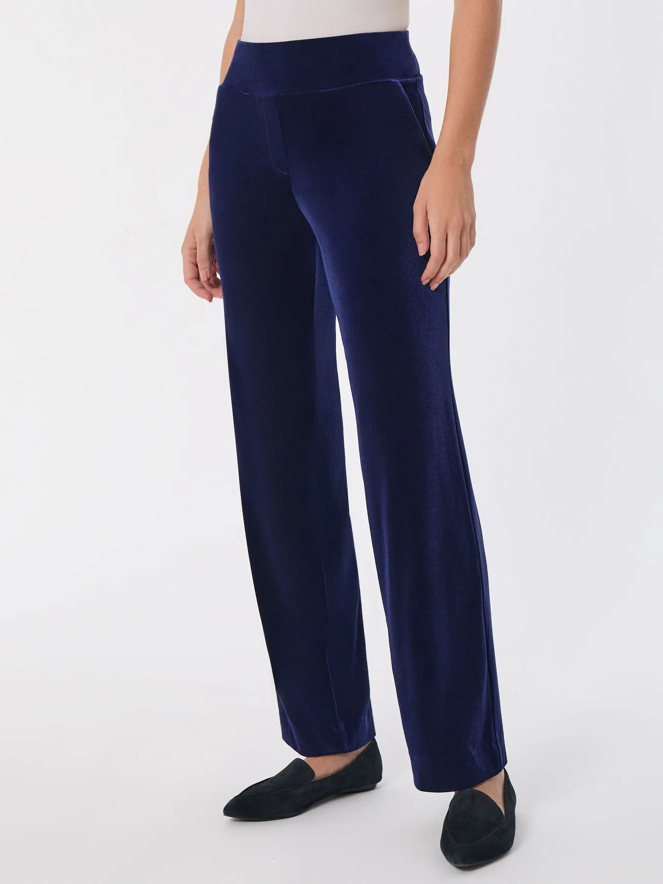 Pull-On Velour Straight Leg Pants