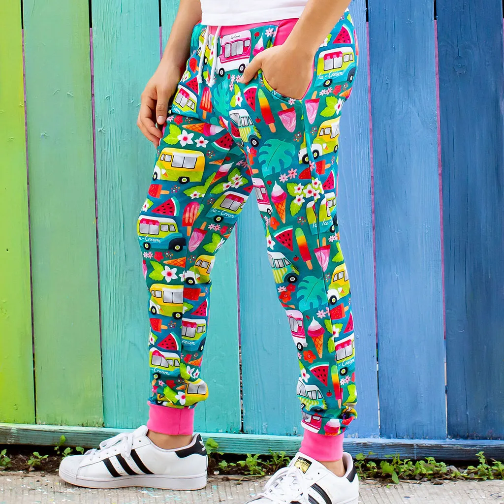 "Anything is Popsicle" Adult Ice Cream Trucks French Terry Jogger Pants