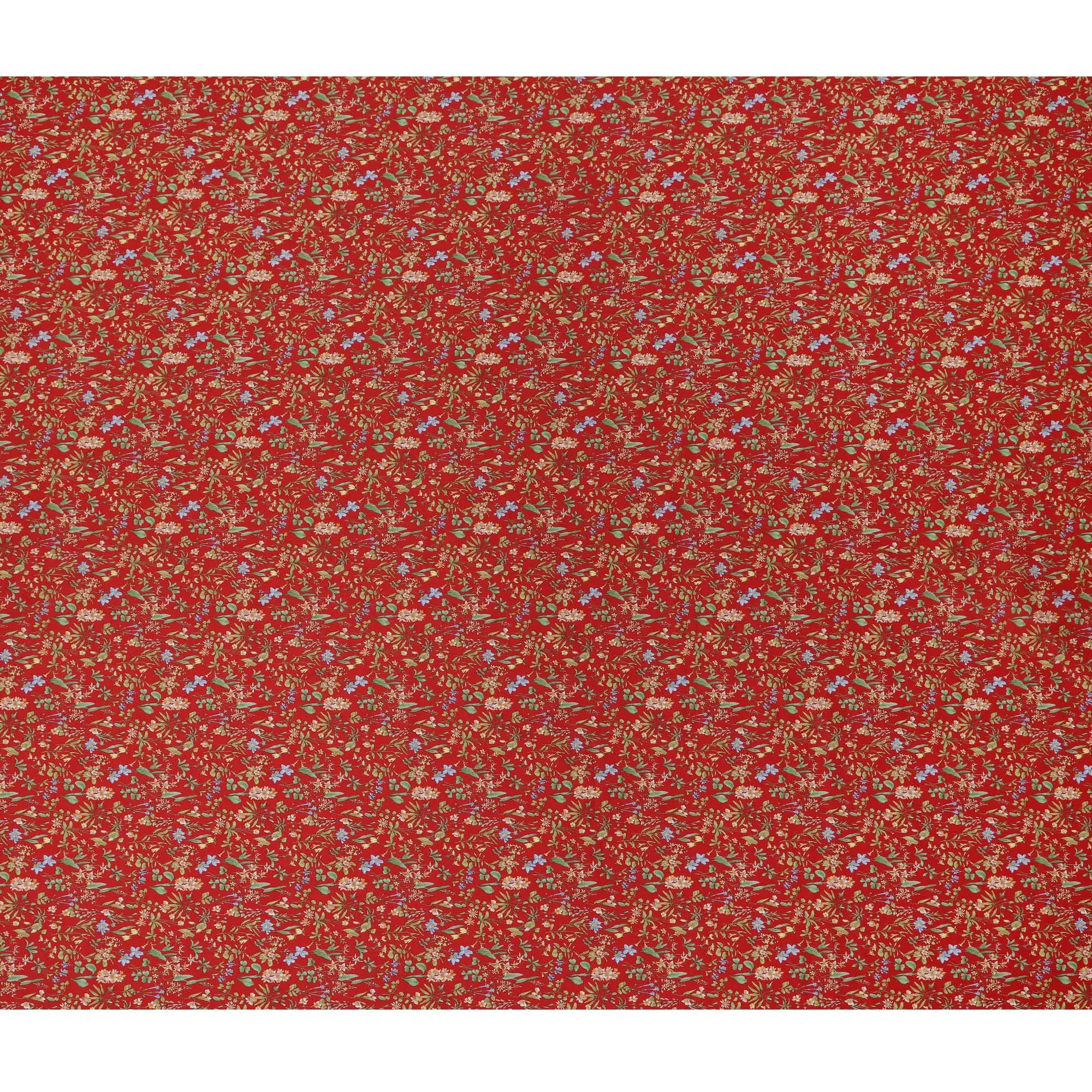 Red Floral Cotton Lawn Digital Print Fabric - 110 cm Width-D21214