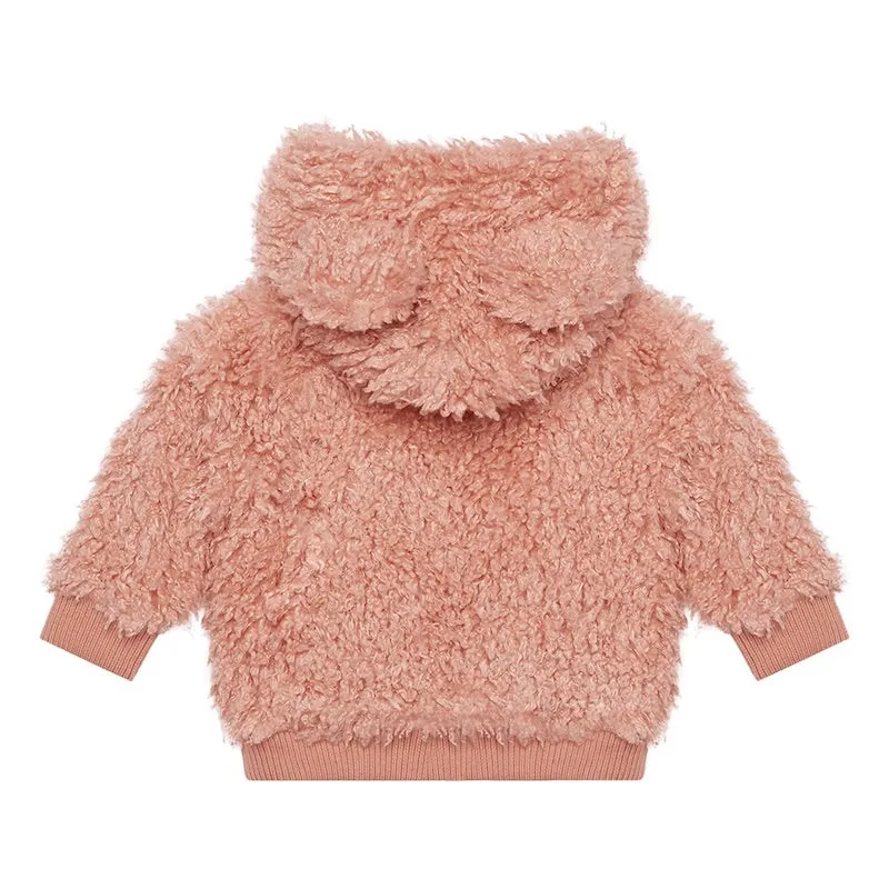 Rock Your Baby Pink Sherpa Baby Bear Hoodie