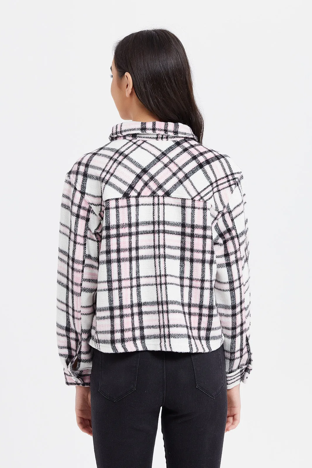 Senior Girls Pink And Black Checkered Jacket