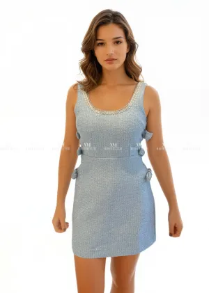 Sienna Blue Sparkle Tweed Dress