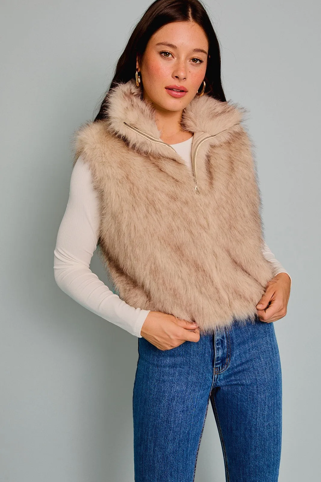 Sleeveless Faux Fur Jacket