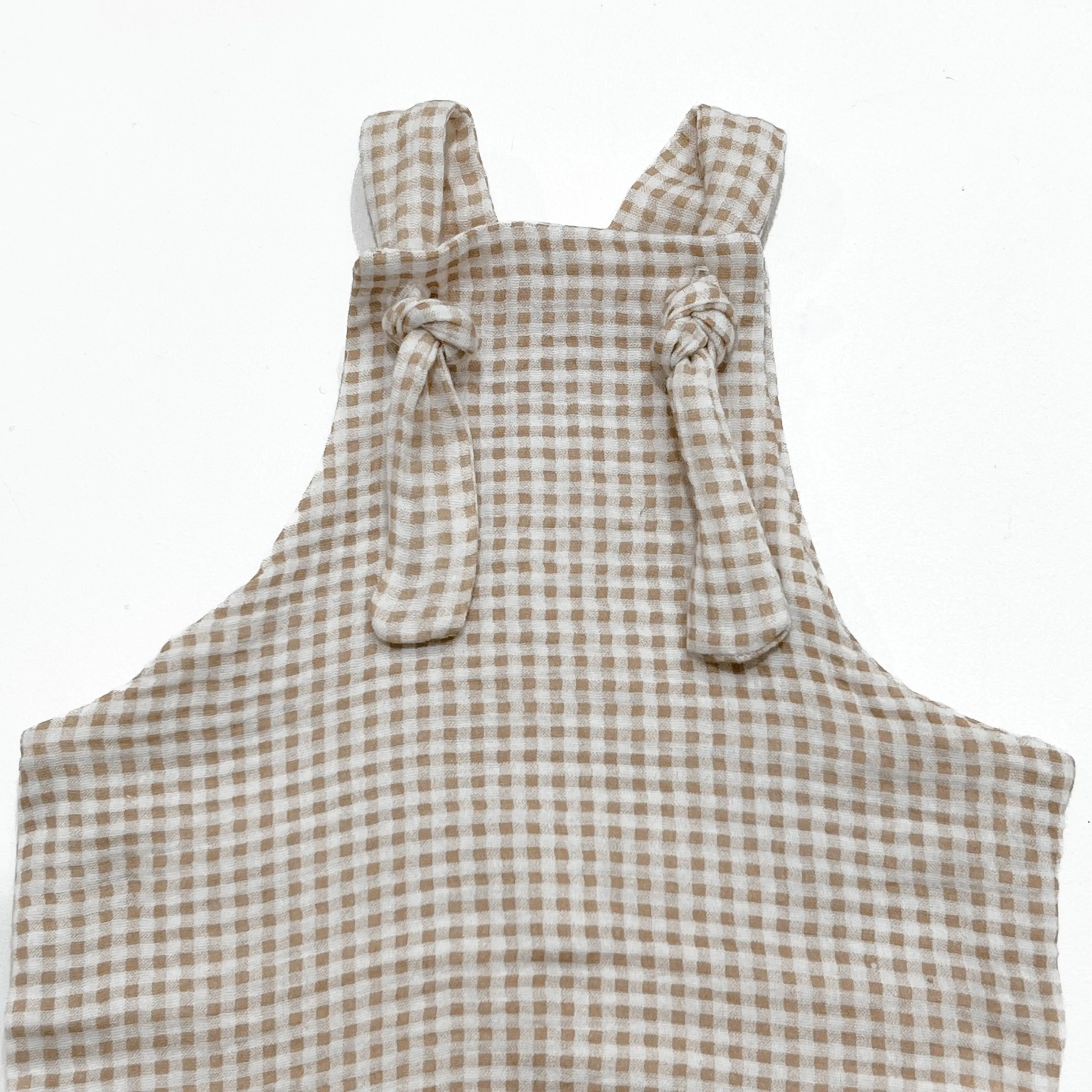 Slouch Linen Overalls - Beige Gingham