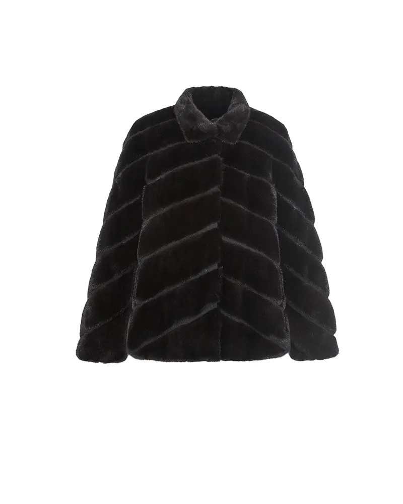 The Elsa Diagonal Mink Fur & Suede Jacket