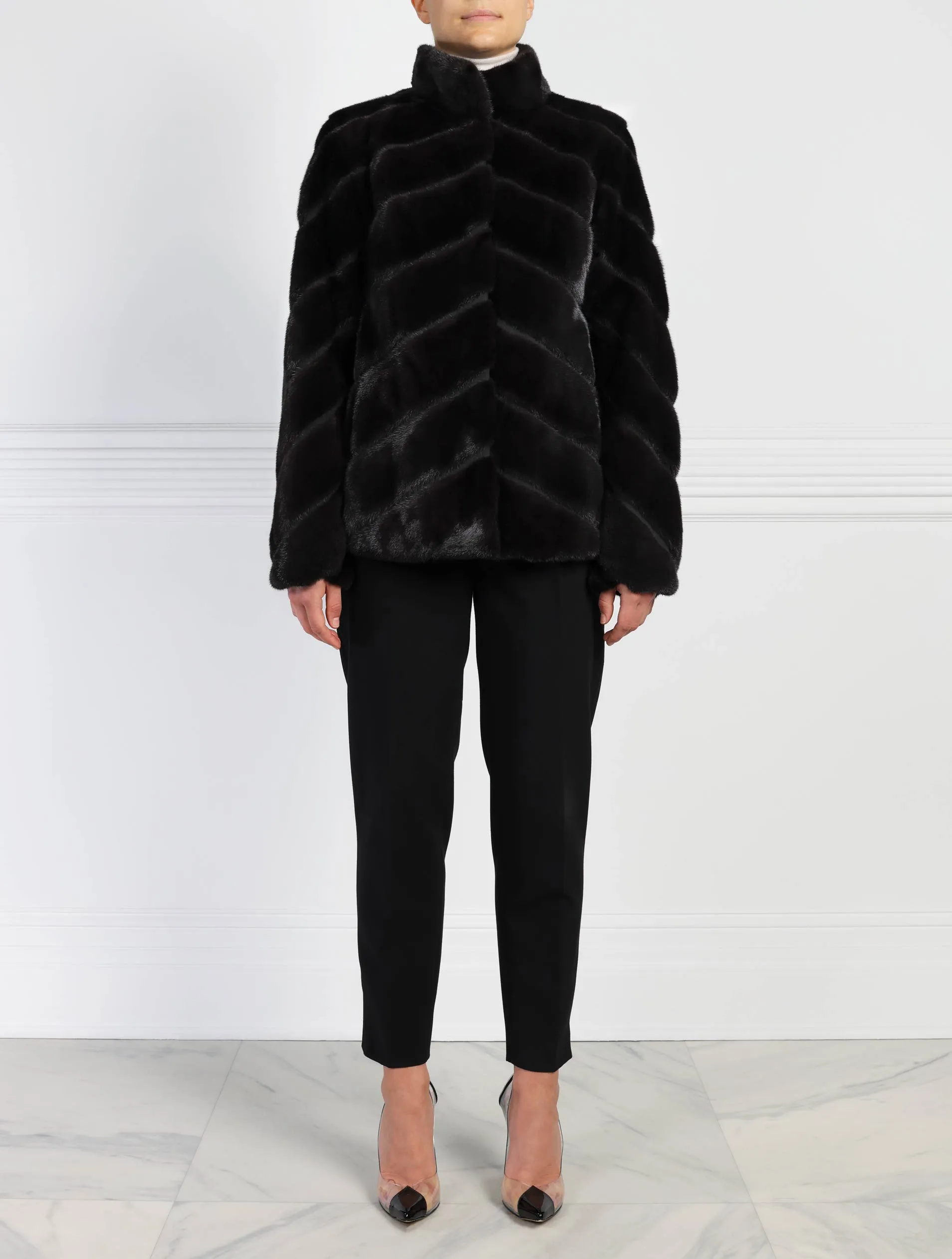 The Elsa Diagonal Mink Fur & Suede Jacket