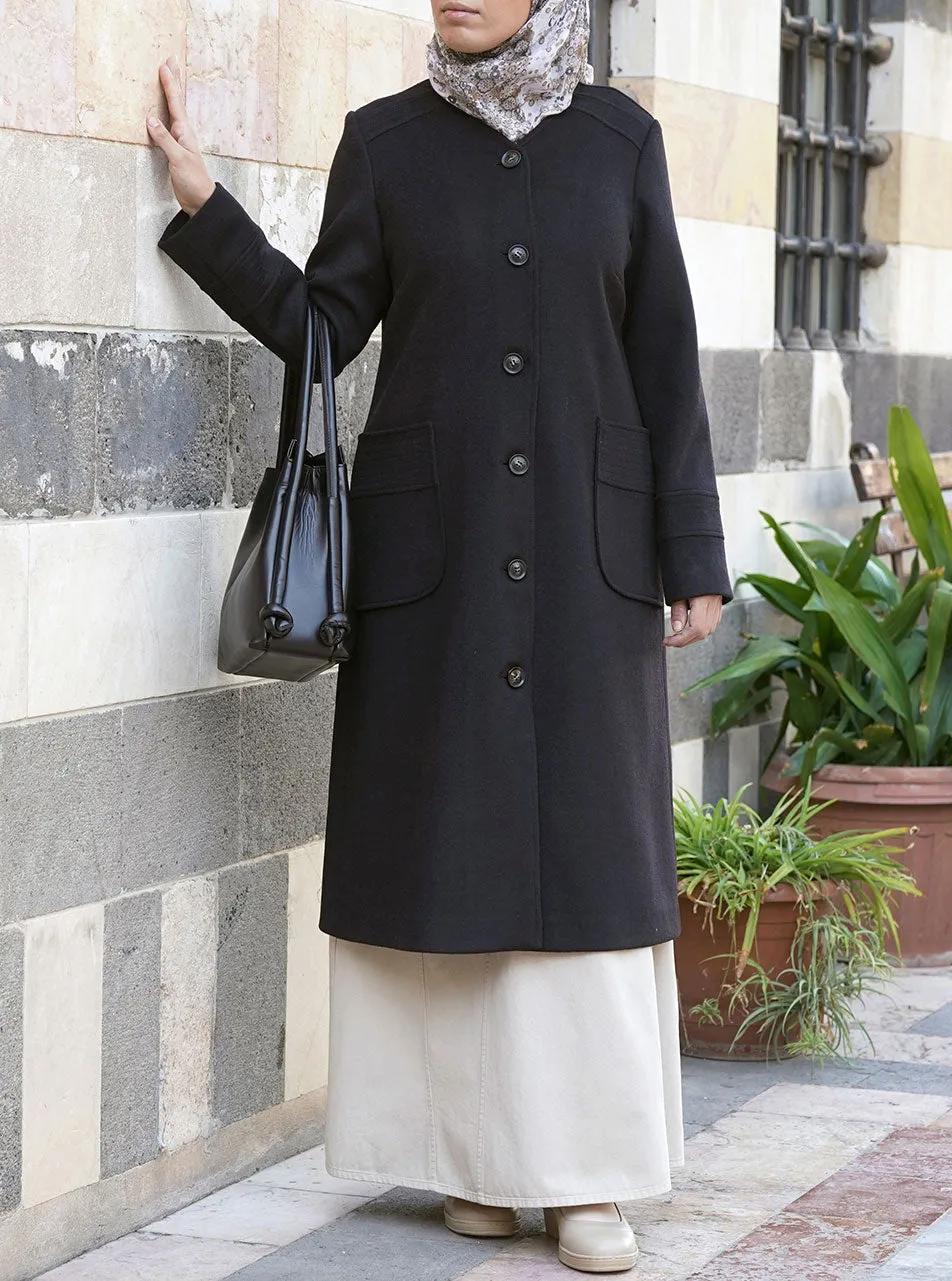 Toptstiched Wool Coat