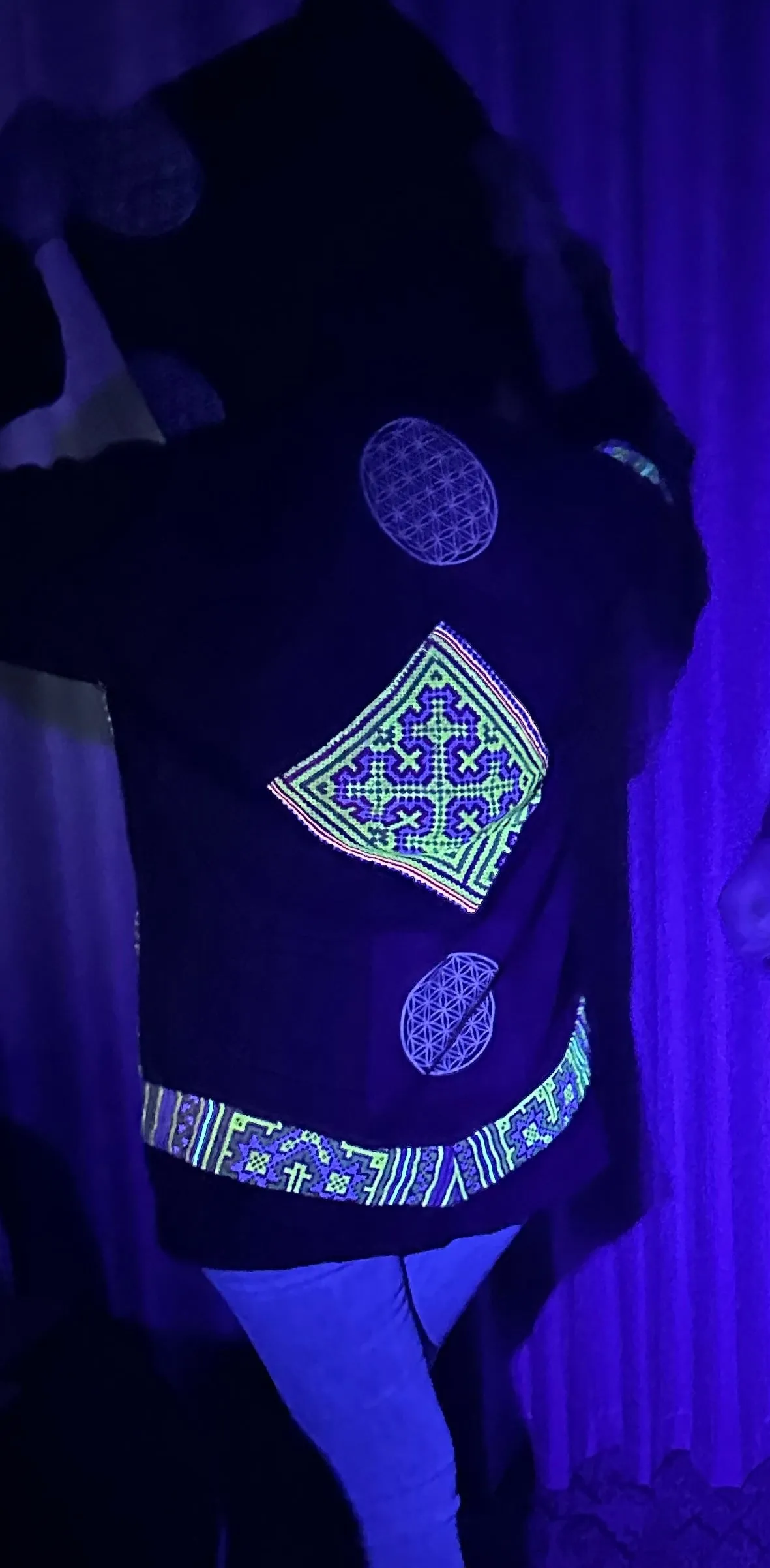 Tribal Flower of Life Jacket with a back patch in Brown