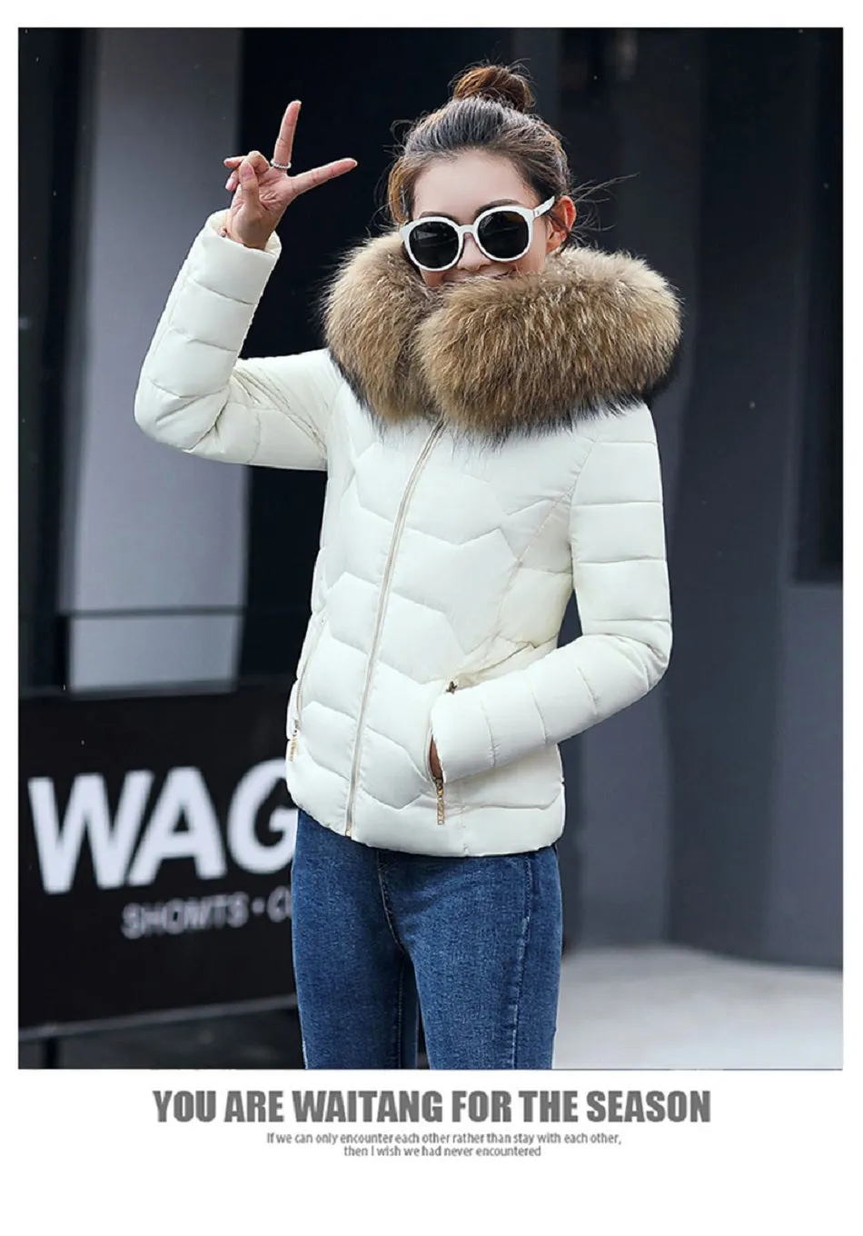 VenusFox Long Sleeve Faux Fur Hooded Parka Coats