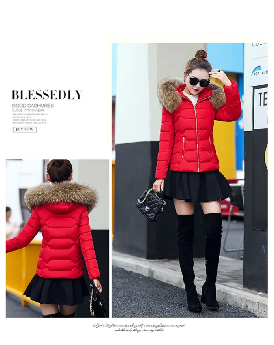 VenusFox Long Sleeve Faux Fur Hooded Parka Coats