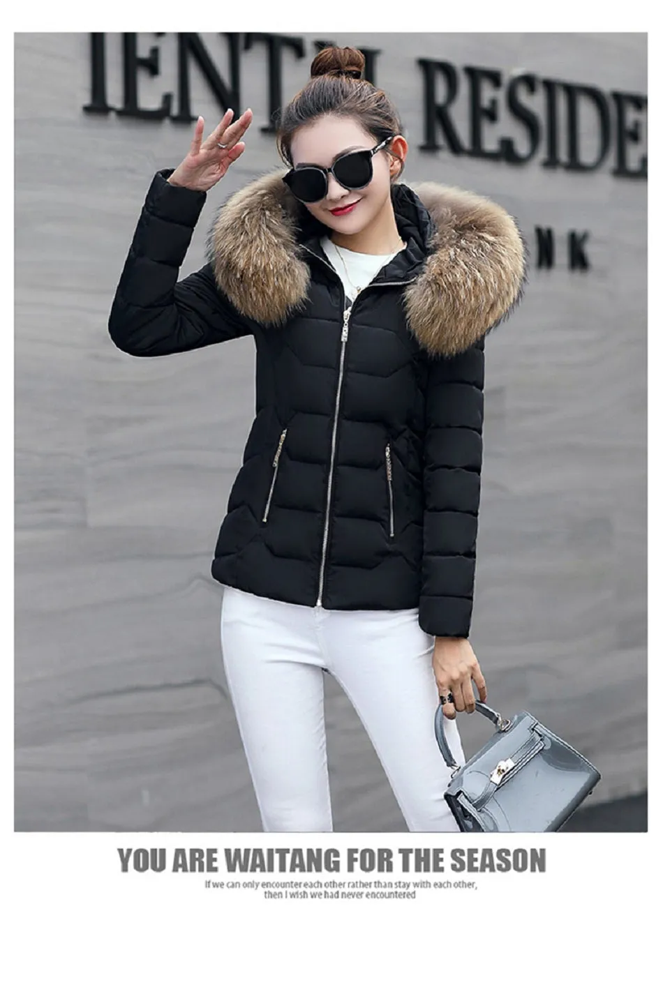 VenusFox Long Sleeve Faux Fur Hooded Parka Coats