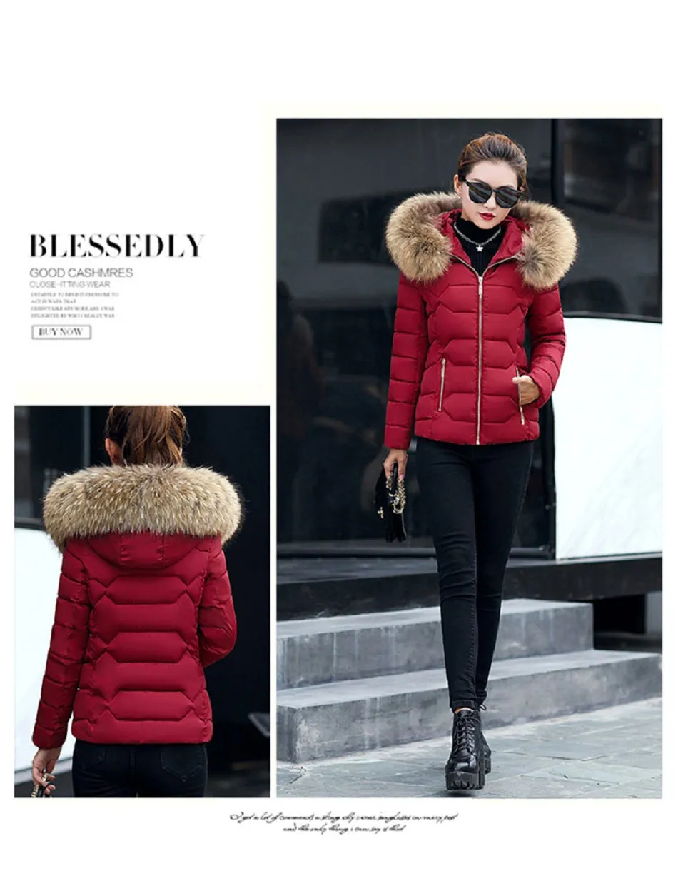 VenusFox Long Sleeve Faux Fur Hooded Parka Coats