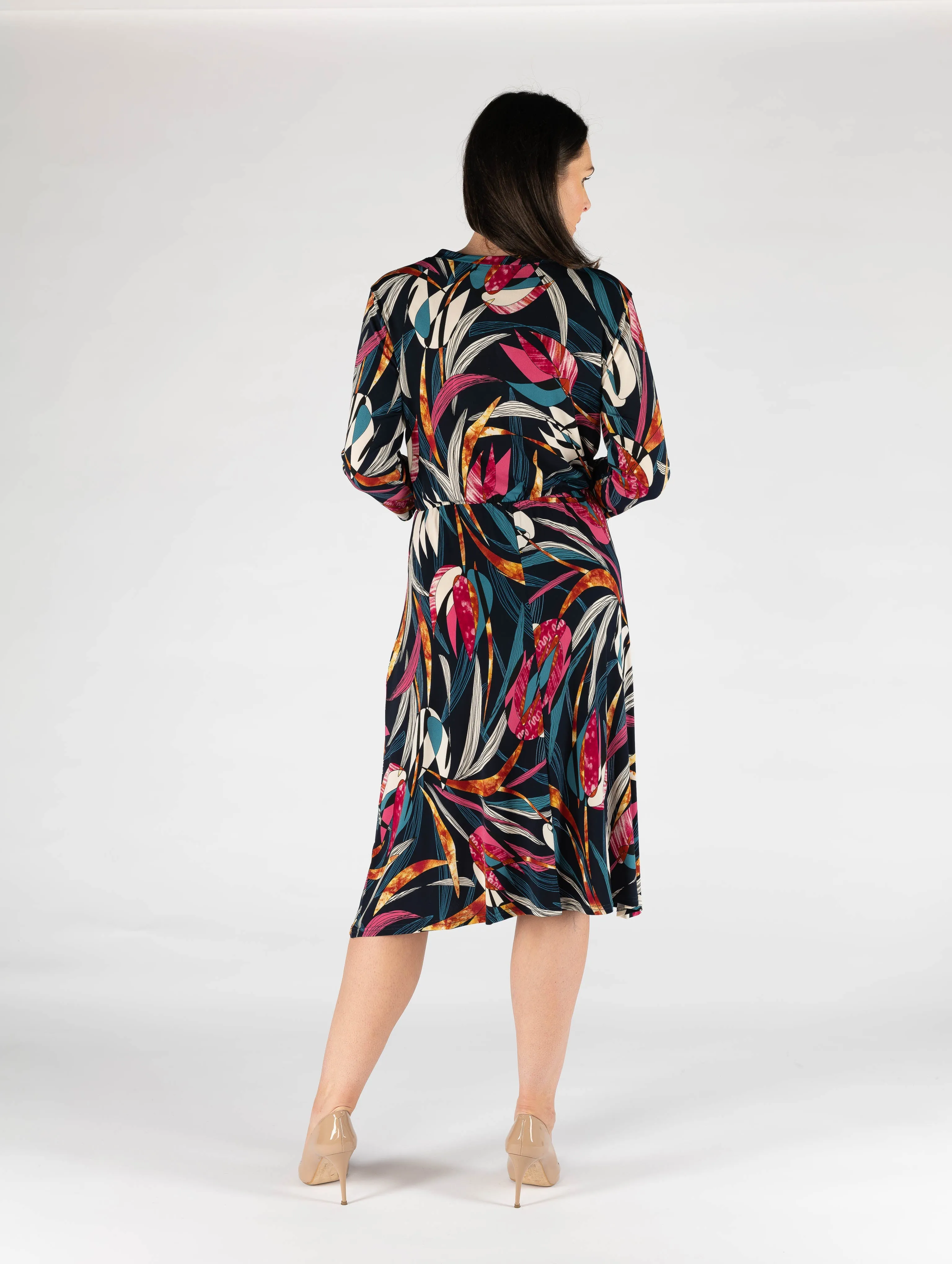 Vibrant Leaf Print Dress