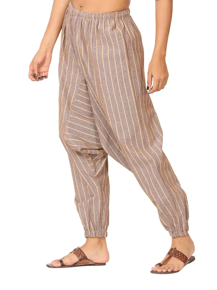 Women's Harem Pant | Brown Stripes | Fits Waist Size 28" to 36"