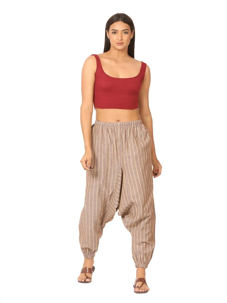 Women's Harem Pant | Brown Stripes | Fits Waist Size 28" to 36"