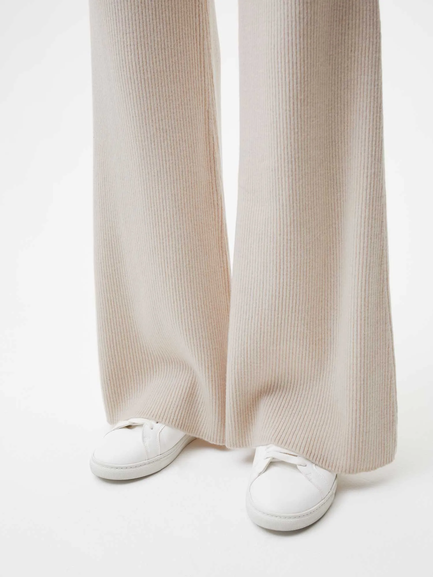 Women's Recycled Cashmere Rib Track Pants—oatmeal