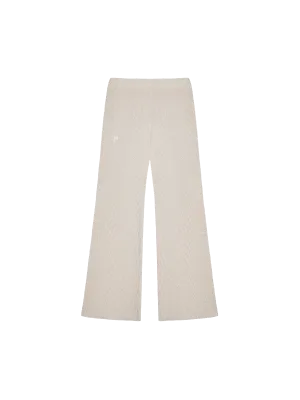 Women's Recycled Cashmere Rib Track Pants—oatmeal